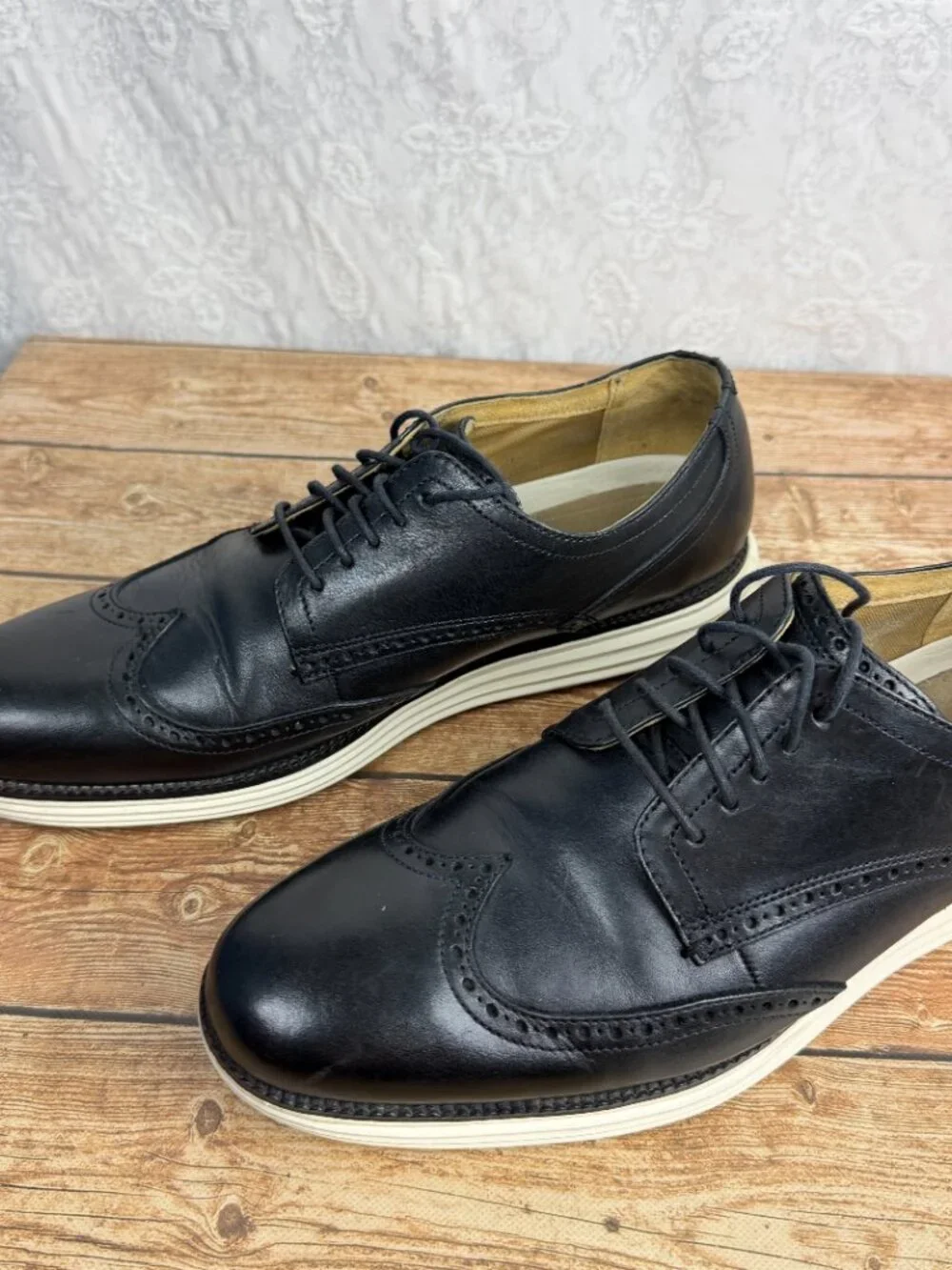 Cole Haan Men's 13 Black Leather Wingtip Oxford Brogue Dress Shoes OriginalGrand